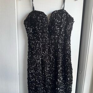 Elegant Black Sequin Dress